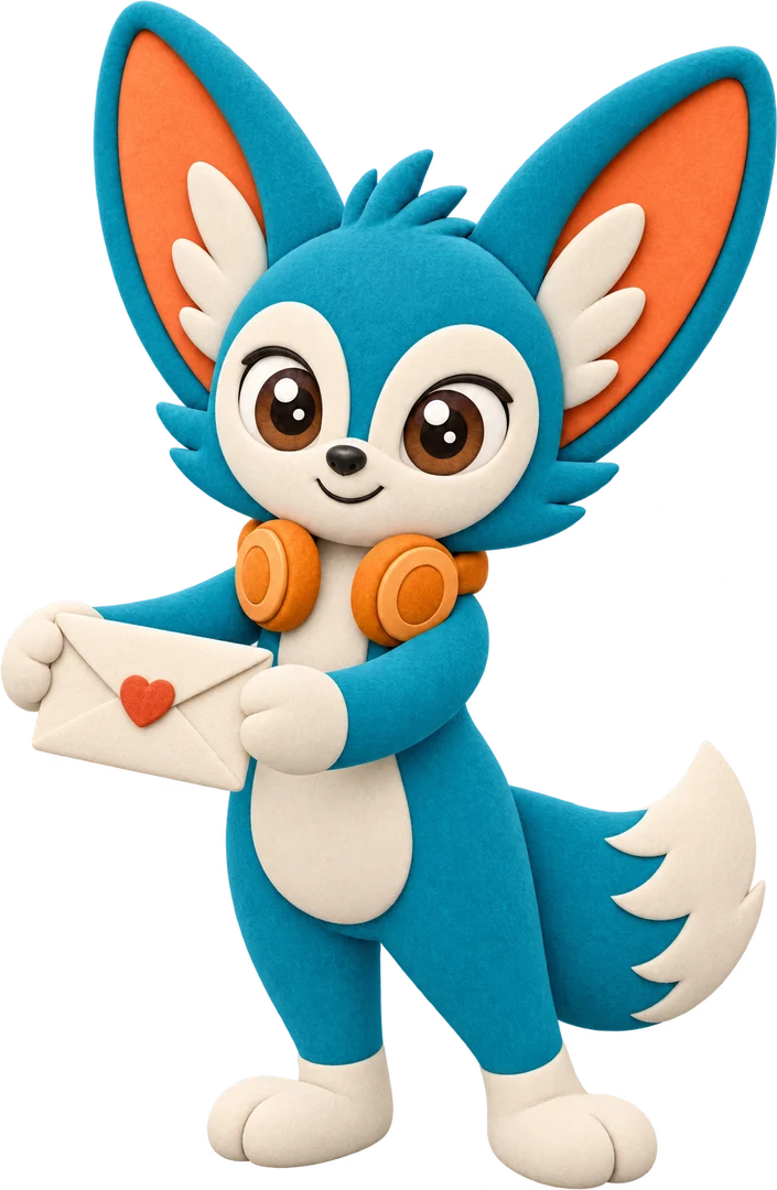 Hyro holding out an envelope with a heart seal