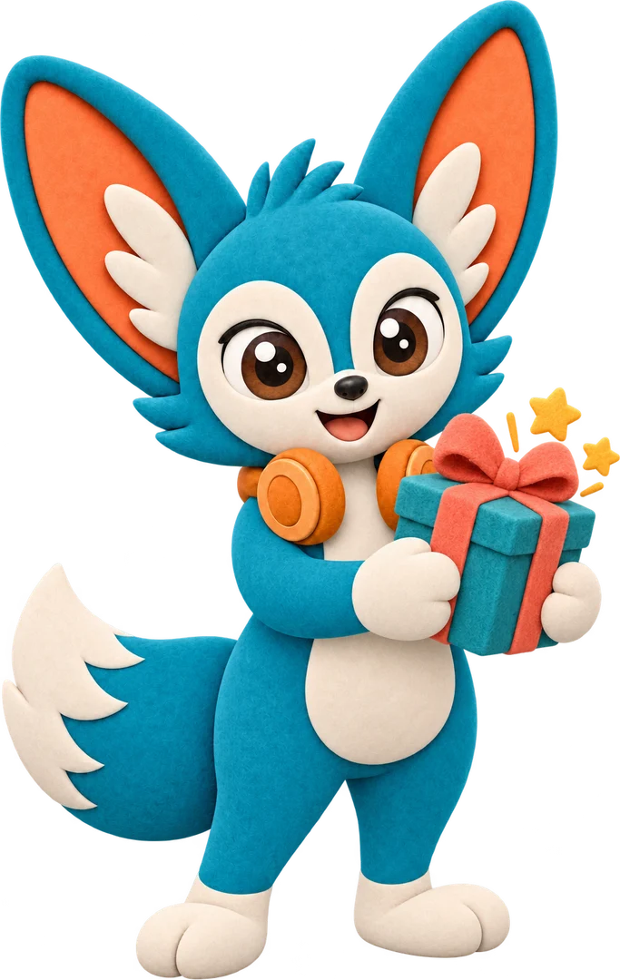 Hyro holding a wrapped gift box with little stars popping out
